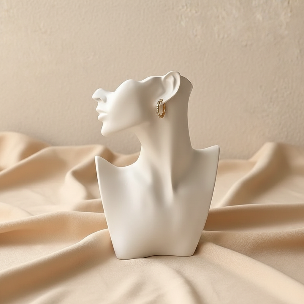 Side Face présentoir buste en résine mate blanche - Minélia