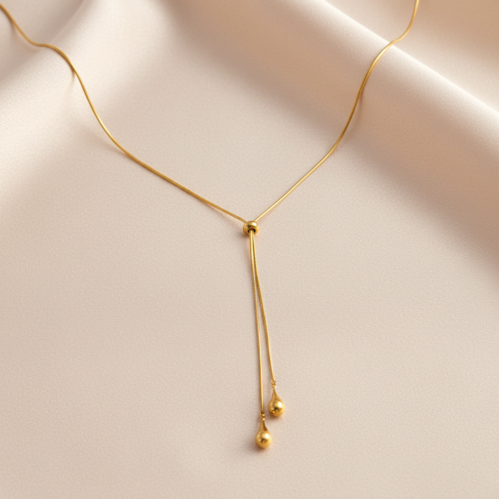 Collier Sanua Y-lariat en acier inoxydable doré avec pendentifs goutte - Minélia